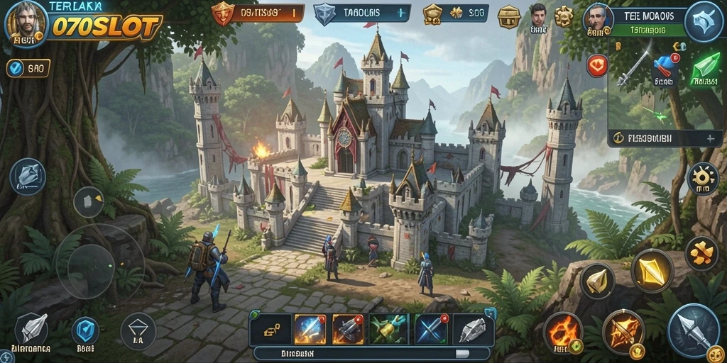 Tampilan gameplay Tower Defense yang menegangkan dan strategis di 070SLOT.