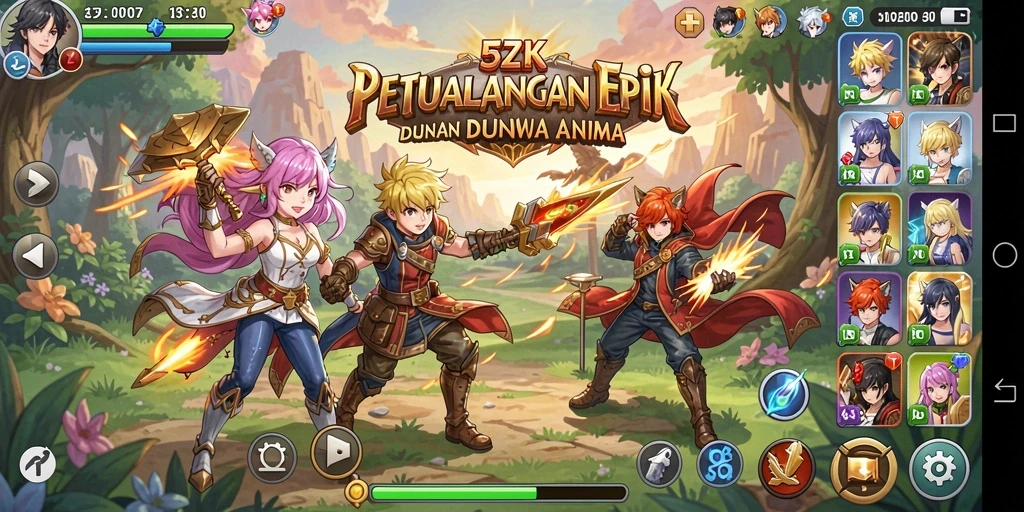 Screenshot menampilkan aksi seru dalam gameplay Anime 5ZK.