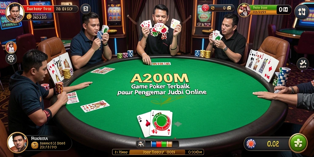 Tampilan permainan poker yang menarik di A200M dengan pemain global.