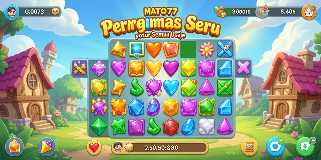 Tampilan menarik gameplay C0077 Match-3 yang seru.