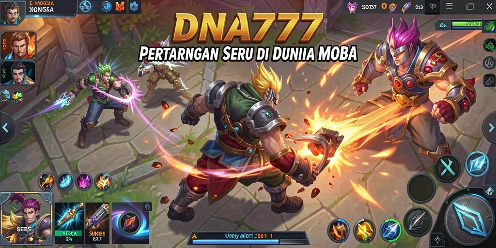 Tampilan gameplay seru di DNA777 dengan pertarungan tim yang strategis.