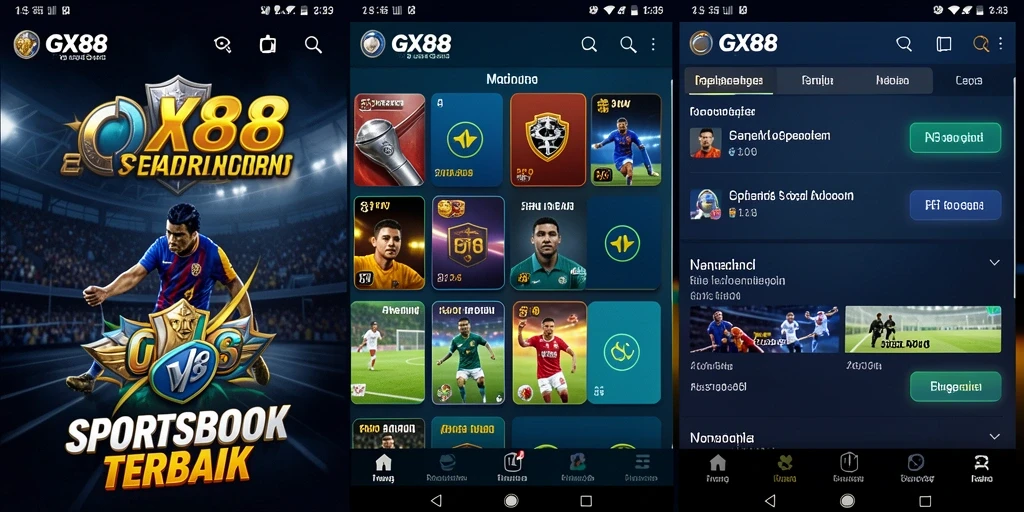 Tampilan antarmuka pengguna GX88 saat memasang taruhan olahraga.