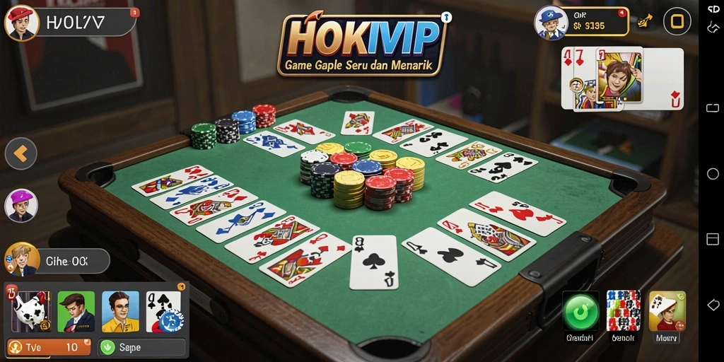 Tampilan gameplay HOKIVIP yang menarik dalam permainan Gaple.