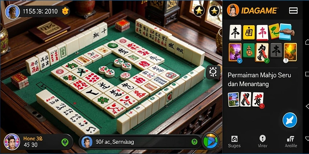 Tampilan gameplay IDAGAME yang menarik dan menantang di Mahjong.