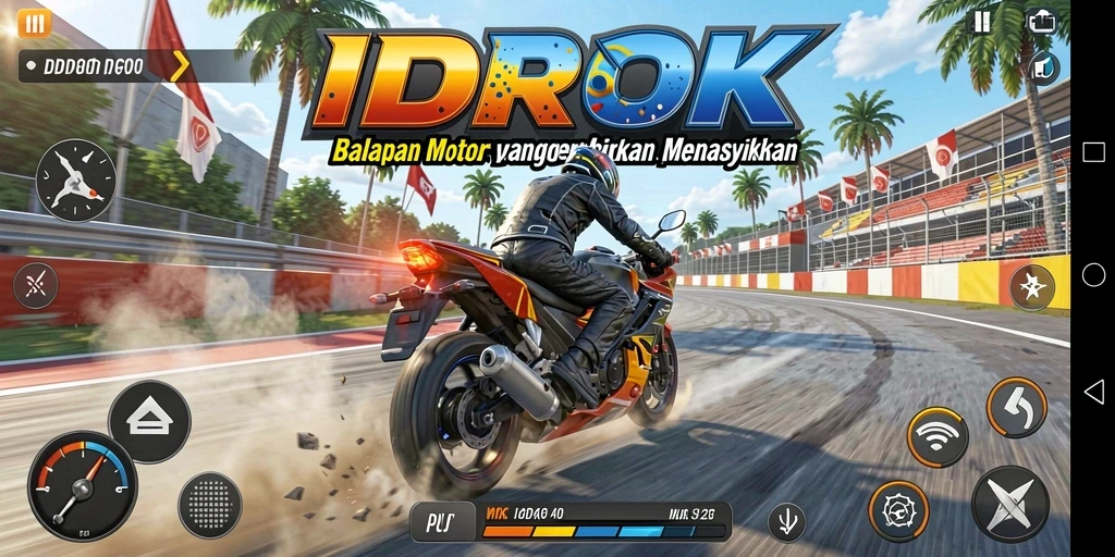 Tampilan seru gameplay balapan motor di IDROK.