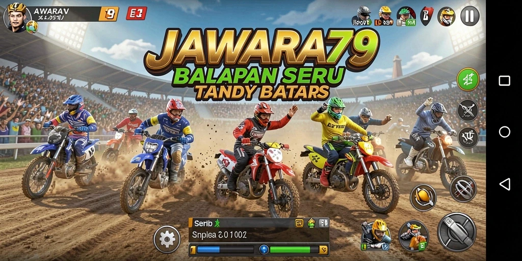 Tampilan balapan mendebarkan dengan berbagai kendaraan.