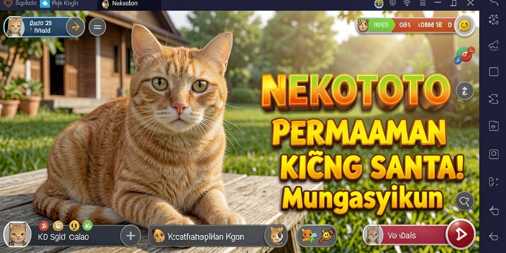 Screenshot gameplay NEKOTOTO menampilkan kucing lucu dalam petualangan santai.