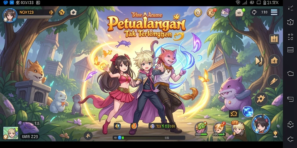 Tampilan gameplay menarik dari NOX123 dengan karakter anime.
