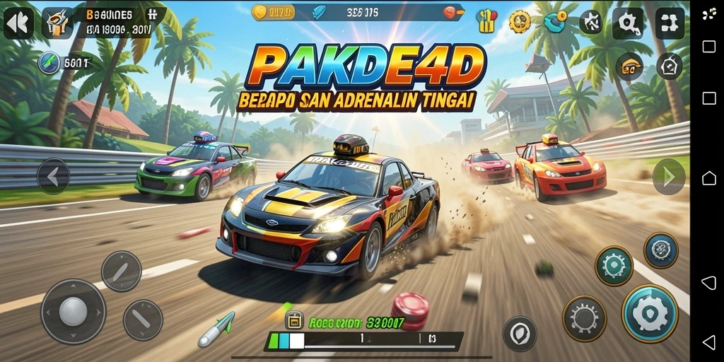 Tangkapan layar gameplay PAKDE4D yang seru di lintasan balap.