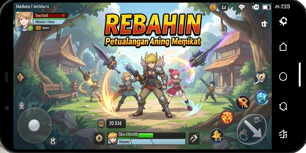 Screenshot gameplay REBAHIN yang menampilkan karakter anime beraksi.