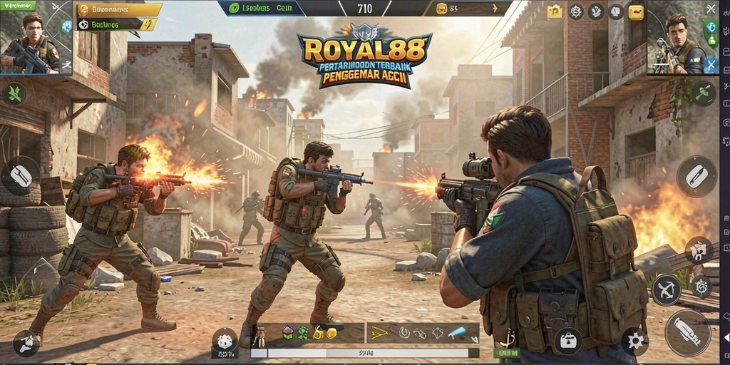 Screenshot gameplay ROYAL88 menampilkan aksi seru di medan perang.