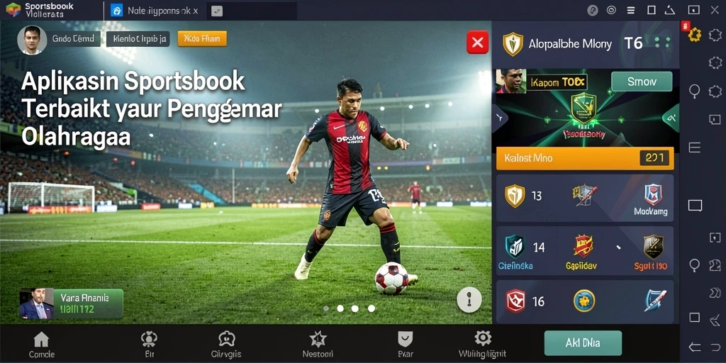 Screenshot gameplay T6 menampilkan taruhan olahraga yang seru.