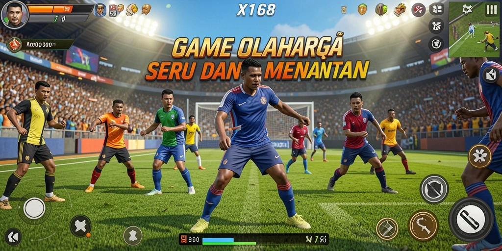 Tampilan gameplay X168 yang mendebarkan dan penuh aksi olahraga.