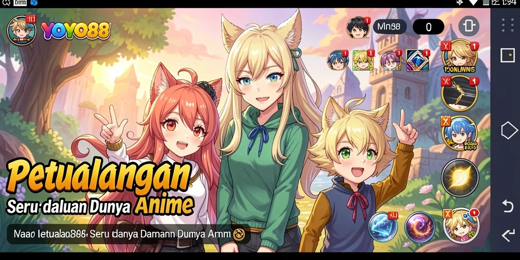 Tampilan gameplay seru di dunia anime yang penuh petualangan.